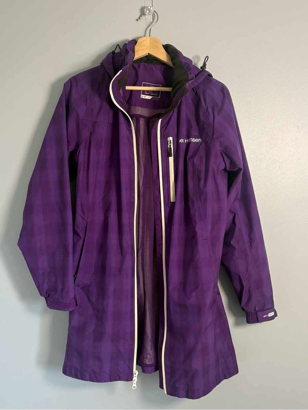 Helly Hansen Purple Plaid Helly Tech Rain Jacket Coat Women's Size M